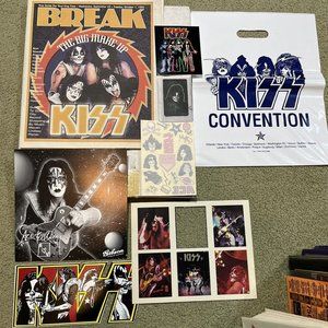1976 & Up “KISS” Band Break Magazine, 10” Sticker, Cards, Gibson Counter Display